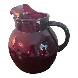 Ruby Red Water Pitcher Anchor Hocking? With Ice Lip 9 Tall